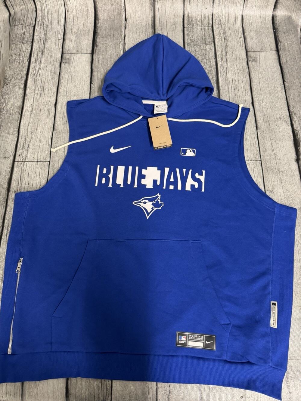 NWT Mens Nike Toronto Blue Jays Dri-fit Standard Issue Sleeveless Hoodie Blue 3X